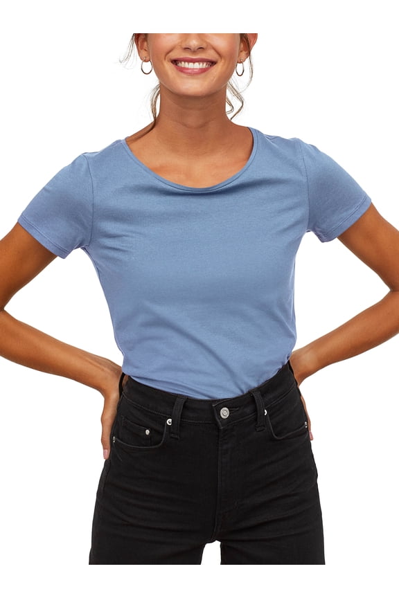 Women's Lightweight Longline Scoop Neck T Shirts with Round Bottom