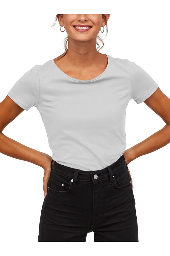 Women's Lightweight Longline Scoop Neck T Shirts with Round Bottom
