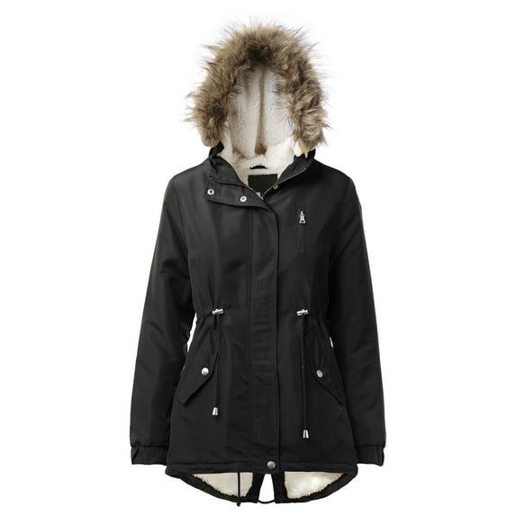Hat and Beyond Women's Plush Lined Lightweight Anorak Jacket With Detachable Hood