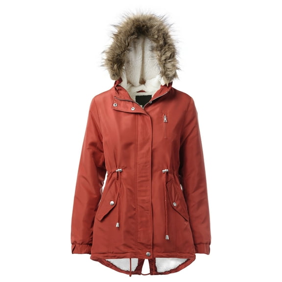 Hat and Beyond Women's Plush Lined Lightweight Anorak Jacket With Detachable Hood