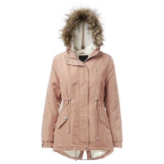 Hat and Beyond Women's Plush Lined Lightweight Anorak Jacket With Detachable Hood