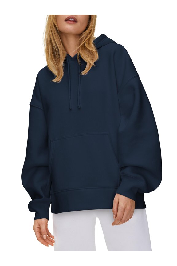 Women's Ultra Soft Fleece Hoodie Customizable Oversized Pullover Hoodie With Half Moon Patch For Custom Branding