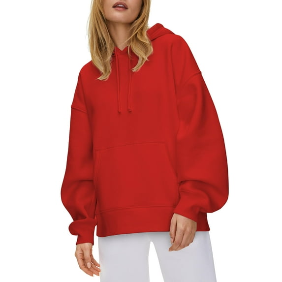 Hat and Beyond Women's Ultra Soft Fleece Hoodie Customizable Oversized Pullover Hoodie With Half Moon Patch For Custom Branding