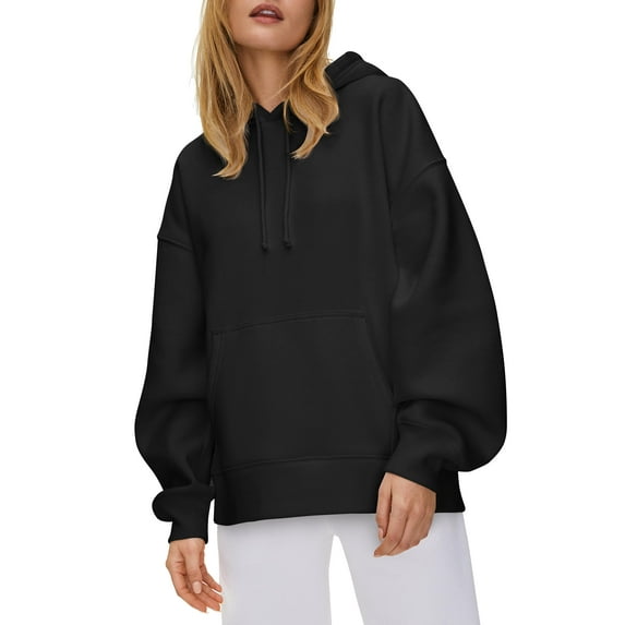 Hat and Beyond Women's Ultra Soft Fleece Hoodie Customizable Oversized Pullover Hoodie With Half Moon Patch For Custom Branding