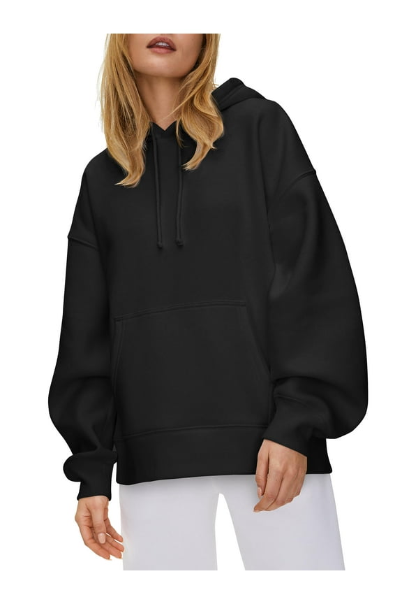 Women's Ultra Soft Fleece Hoodie Customizable Oversized Pullover Hoodie With Half Moon Patch For Custom Branding