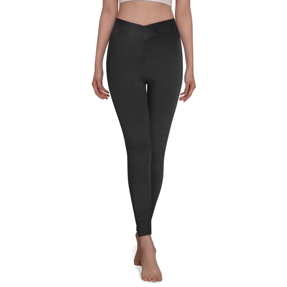Hat and Beyond Women's V Crossed Waistband Compression Stretchy Yoga Leggings