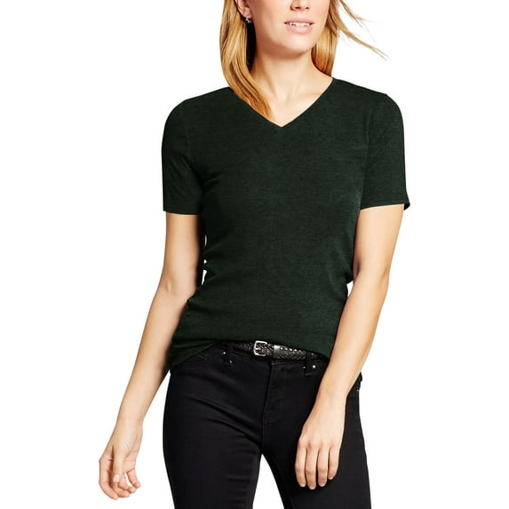 Hat and Beyond Womens Classic All Season Fashion Athleisure Low Cut V Collar Short Sleeved Tee Shirt