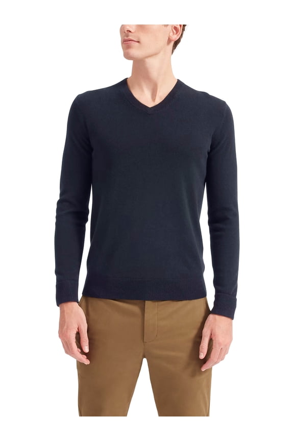 Mens Lightweight Knit Long Sleeve Winter Essential Pullover Solid V Collar Sweater