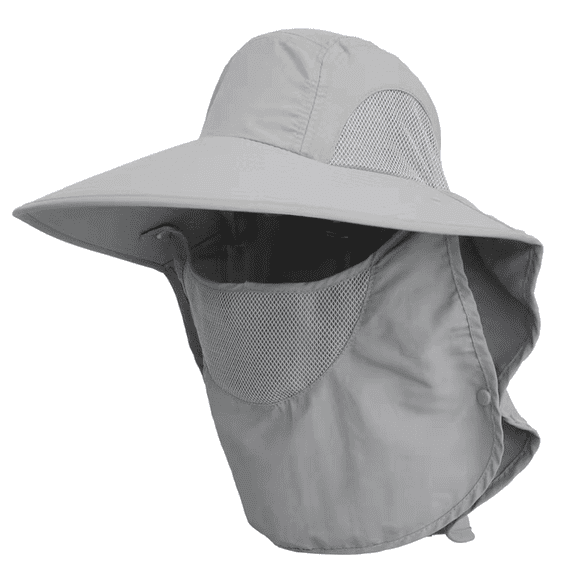 Hat circumference 55-60cm outdoor men and women sunscreen, sunshade, breathable fishing cloak, with curtain - Light gray