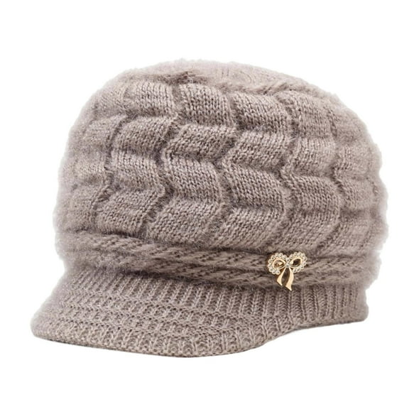 Hat for Women Hats for Men Winter Hat for With Brim Thick Knitted Ear Cap Warm Thermal Soft Yarn Cap Cold Weather Headwear