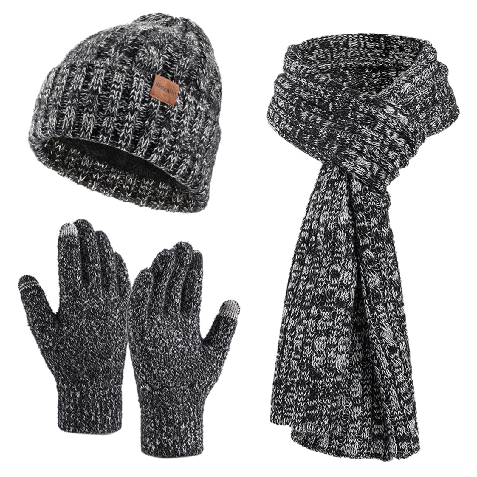 Hat for Women Winter Hats for Men 2024 Winter Men's And Women's Same Style Neck Knitted Hat Thickened Cold Knitted Glove Hat Scarf Warm 3 Piece Set