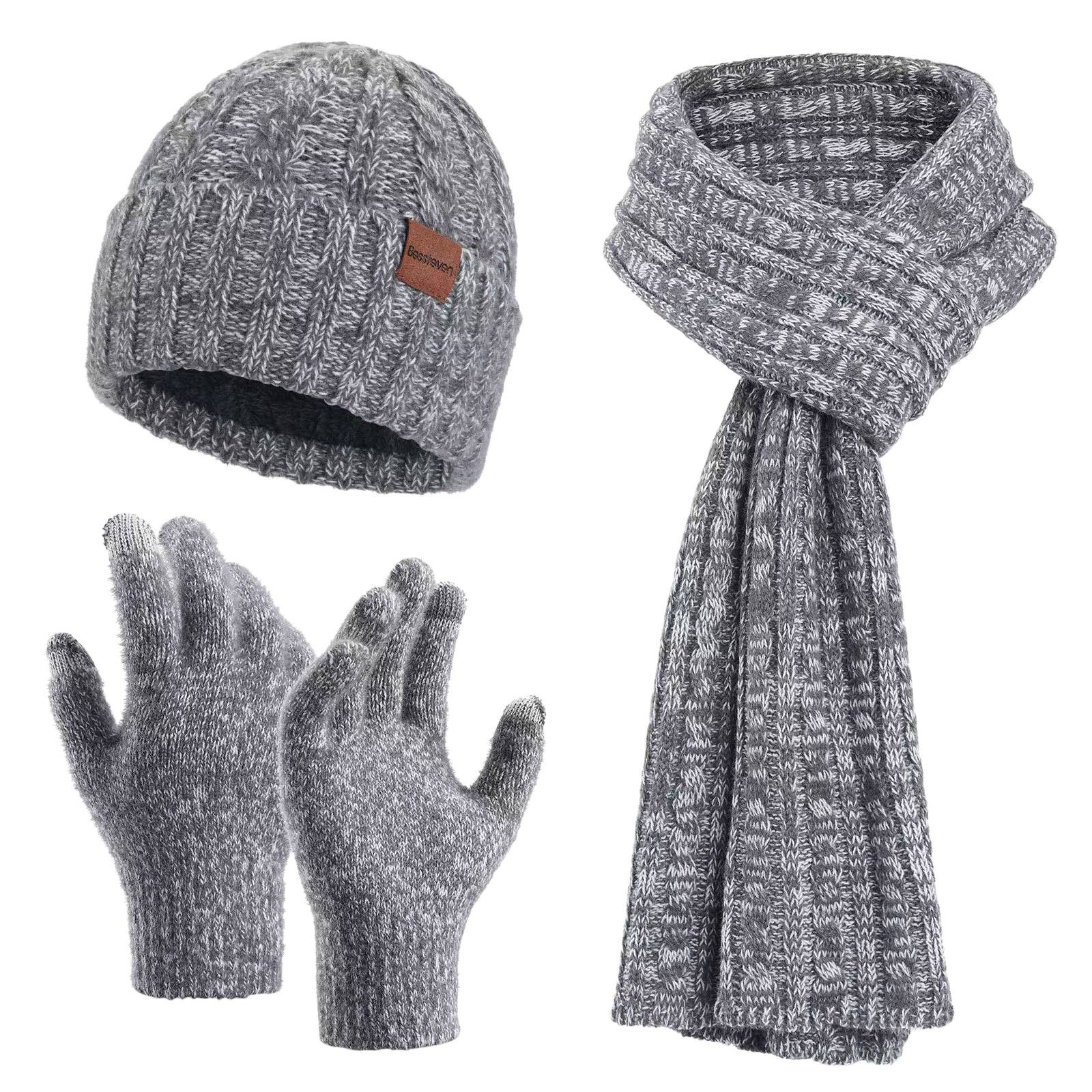 Hat for Women Winter Hats for Men 2024 Winter Men's And Women's Same Style Neck Knitted Hat Thickened Cold Knitted Glove Hat Scarf Warm 3 Piece Set
