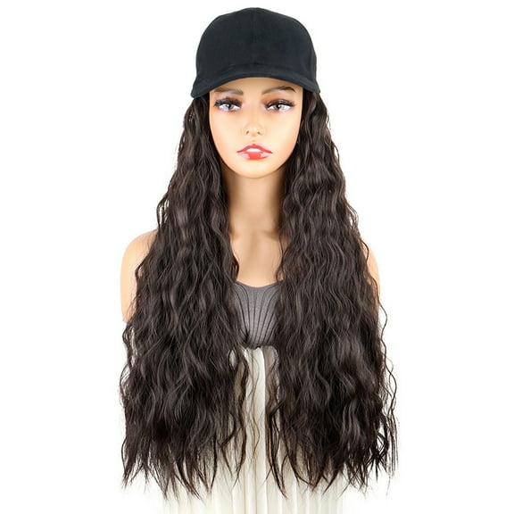 Hat wig one-piece fashionable duckbill hat corn perm wig head cover versatile baseball cap full head cover