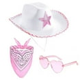 thumbnail image 1 of Hat with Bandana and Heart Glasses for Women Girls Cowboy Accessory Enhancing Western Style White, 1 of 2
