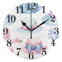 Hat with Bow Tie Wall Clock 9.8 inch Battery Operated Clocks Non-Ticking Silent for Bedroom Office Kitchen Living Room