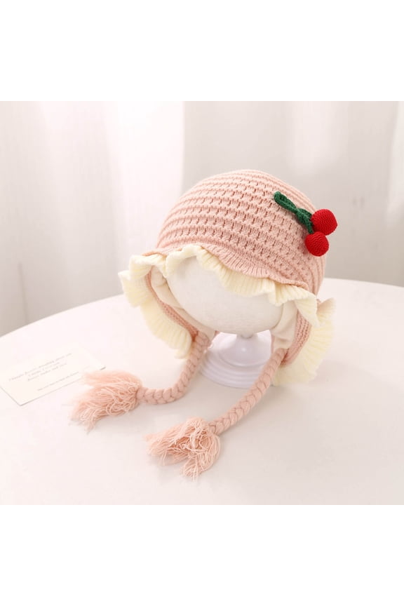 Hat with Earflap for Baby Girls Winter Knit Cap with Cozy Warmth Windproof Headgear for Ear Coverage for Daily Casual Wear, 5M-2Y, Pink