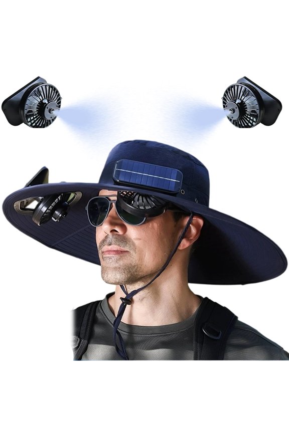 Hat with Fan, Cooling Hats for Men, Solar Fan Wide Brim Hat with Mist Spray, USB Rechargeable Outdoor Cooling Hat for Fishing Hiking