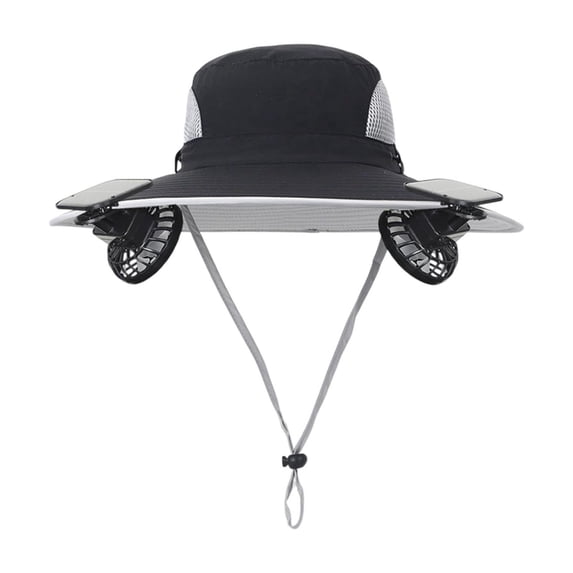 Hat with Fans Solar Power, Outdoor Cooling Solar Powered Fan Hat Men Women, for Outdoor Travel Camping Soccer Events Black