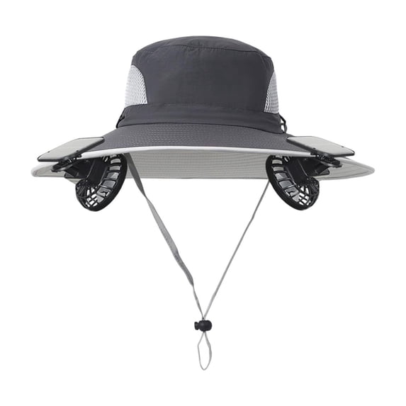 Hat with Fans Solar Power, Outdoor Cooling Solar Powered Fan Hat Men Women, for Outdoor Travel Camping Soccer Events Dark Gray