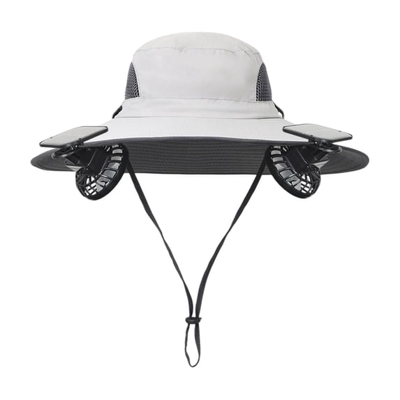 Hat with Fans Solar Power, Outdoor Cooling Solar Powered Fan Hat Men Women, for Outdoor Travel Camping Soccer Events Gray