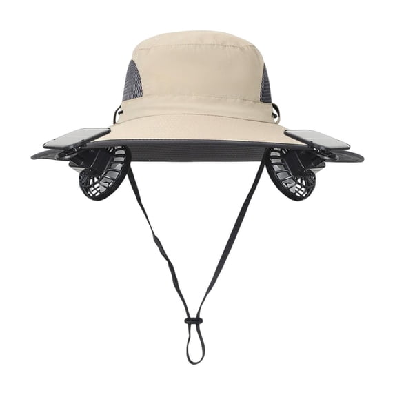 Hat with Fans Solar Power, Outdoor Cooling Solar Powered Fan Hat Men Women, for Outdoor Travel Camping Soccer Events Khaki