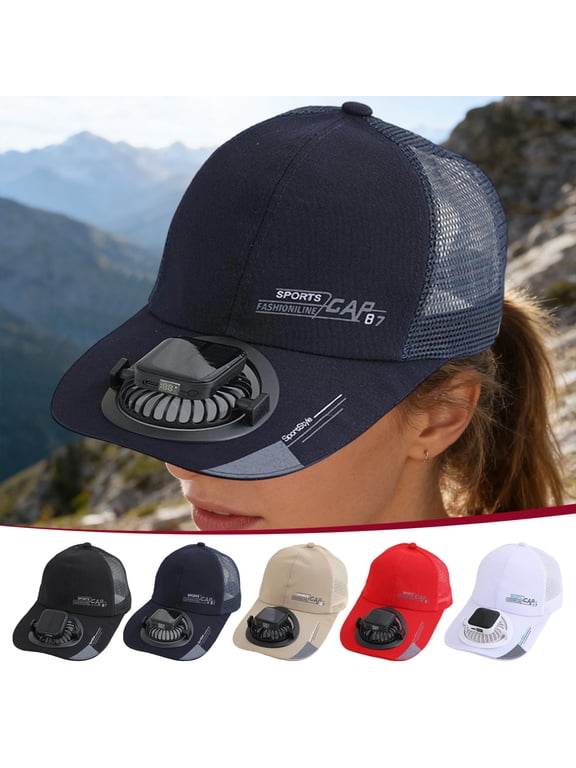 Hat with Fans Solar Power Sun Hat Cooling Semi Mesh Breathable Wide Brim Rechargeable Unisex Outdoor Cap for Hiking Fishing Gardening by PALIFEUR