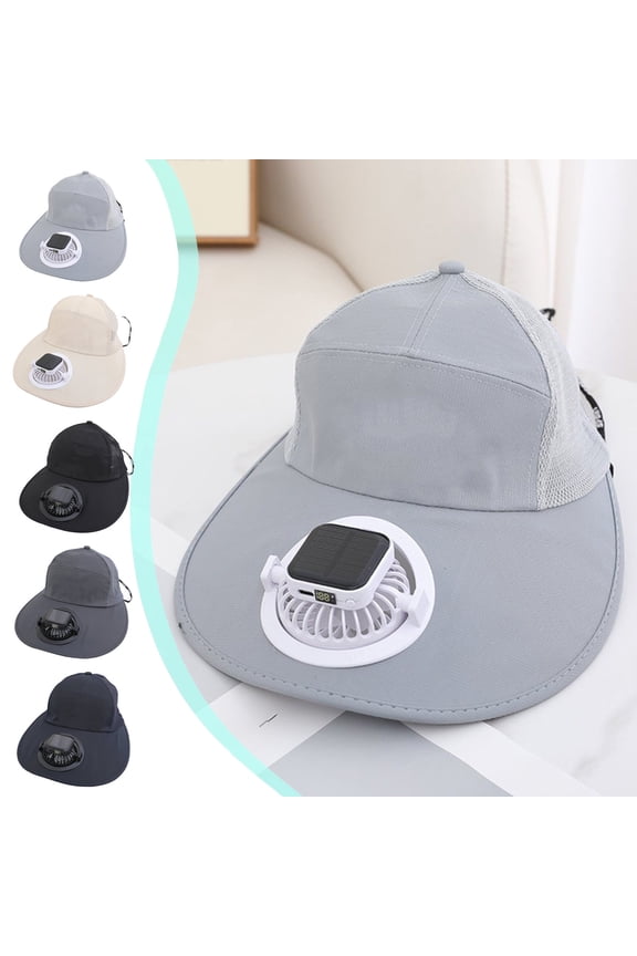 Hat with Fans Solar Power Sun Hat Cooling Wide Brim Rechargeable Outdoor Fishing Hiking Cap 3 Speed Strong Wind for Men Women by PALIFEUR