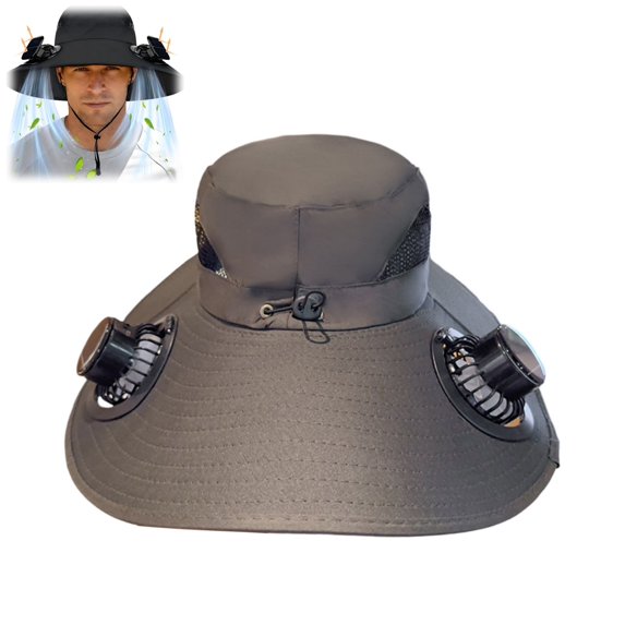 Hat with Fans Solar Power, Wide Brim Sun Hat, Fishing Essentials for Hiking Beach Summer Safari