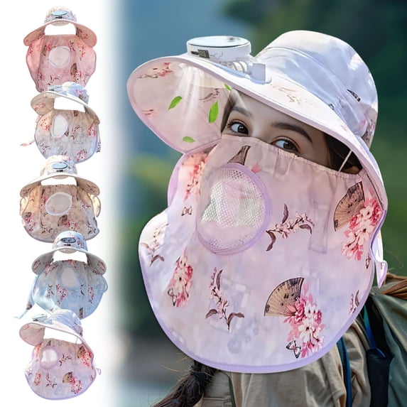 Hat with Fans Solar Power Women Sun Hat Cooling Wide Brim Rechargeable Outdoor Fishing Hiking Cap 3 Speed Adjustable UPF Protection by PALIFEUR