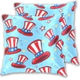 thumbnail image 1 of Hat with Flag Pattern Stars July 4th Throw Pillow Covers Pillowcases 20 x 20 Inch Home Decor 2 Packs for Bedroom Sofa, 1 of 6
