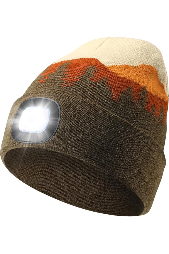 Hat with LED Light, Winter Flashlight Cap USB Rechargeable Headlamp Beanie Unisex Gift for Men Women