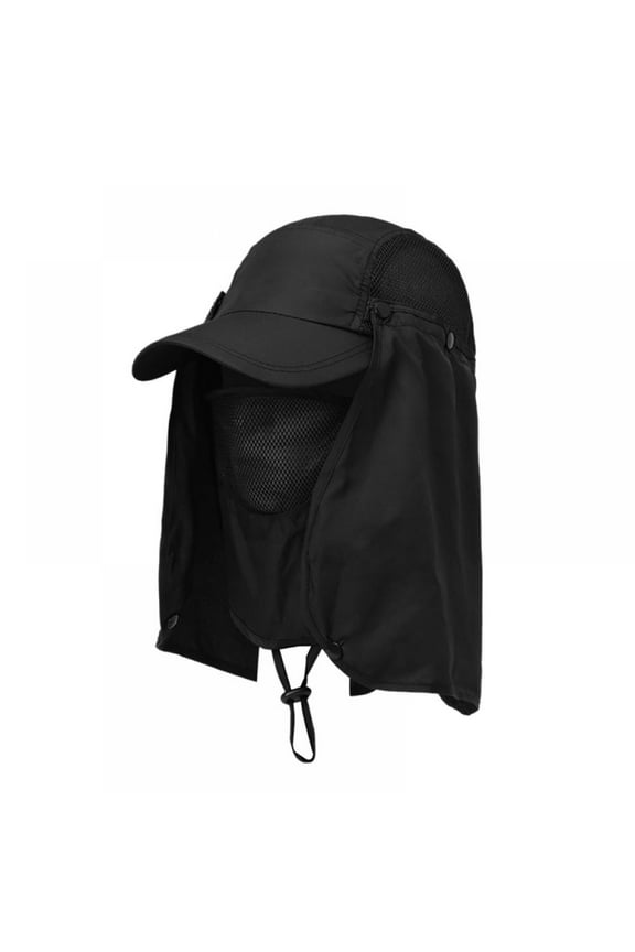 Hat with Neck Flap for Men Women, Fishing Hat Sun Cap, UPF 50+ Outdoor Hiking Hat with Mesh Face Neck Flap Cover Windproof Strap