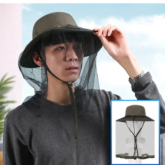 Hat women's summer outdoor sunscreen sun hat veil sun hat cycling cover face cool hat fisherman hat men's fishing hat/ArmyGreen