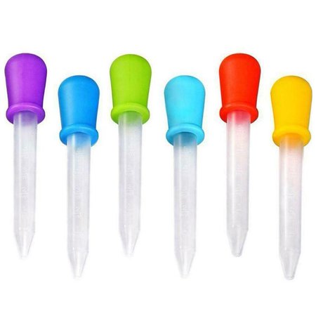 Hatatit 5 Pcs Liquid Droppers, Silicone and Plastic Pipettes Transfer Eyedropper for Candy Oil Kitchen Kids Gummy Making Random Colors