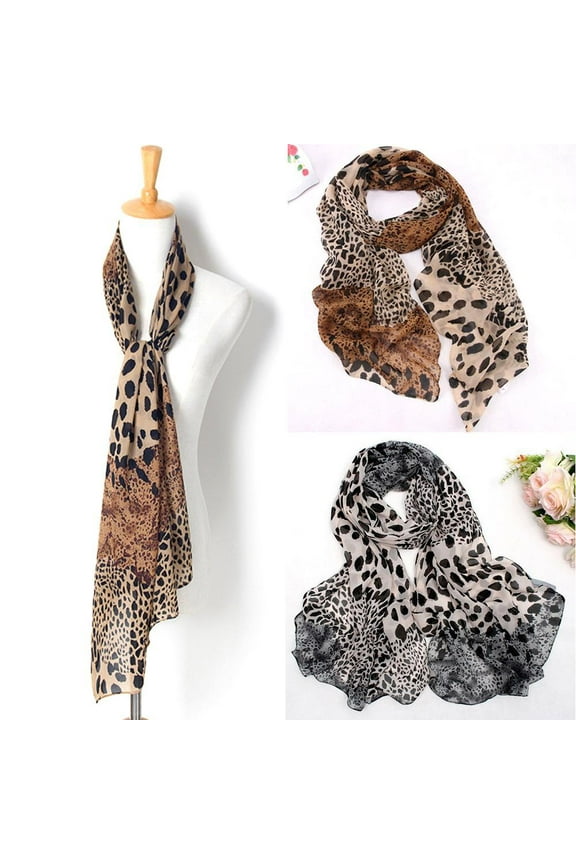 Hatatit Leopard Pattern Lightweight Chiffon Women Scarf Ladies/Women's Floral Print/mixture Shawl Scarf