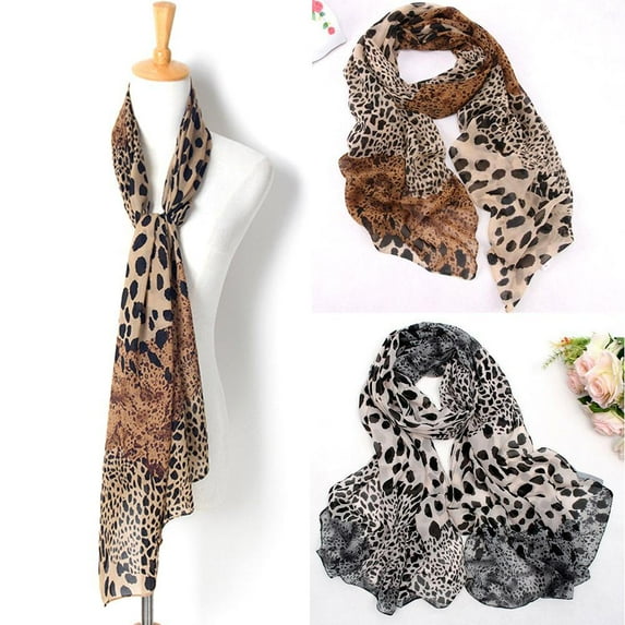 Hatatit Leopard Pattern Lightweight Chiffon Women Scarf Ladies/Women's Floral Print/mixture Shawl Scarf