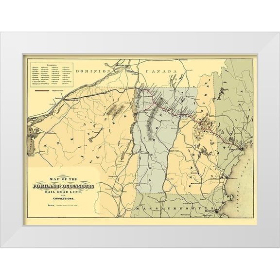Hatch 14x11 White Modern Wood Framed Museum Art Print Titled - Portland and Ogdensburg Railroad - Hatch 1850