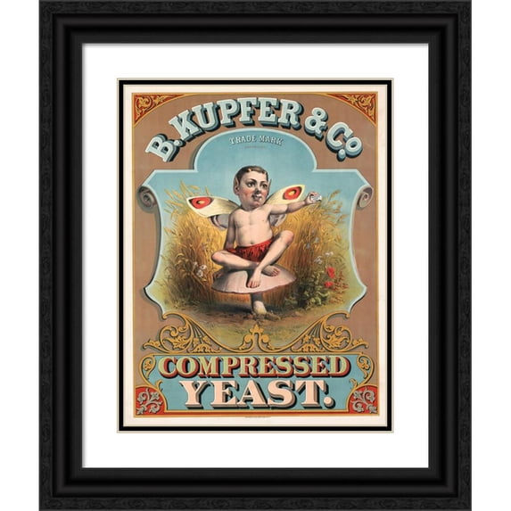 Hatch Lith. Co. 15x18 Black Ornate Wood Framed Double Matted Museum Art Print Titled - B. Kupfer and Co., Compressed Yeast (1877)
