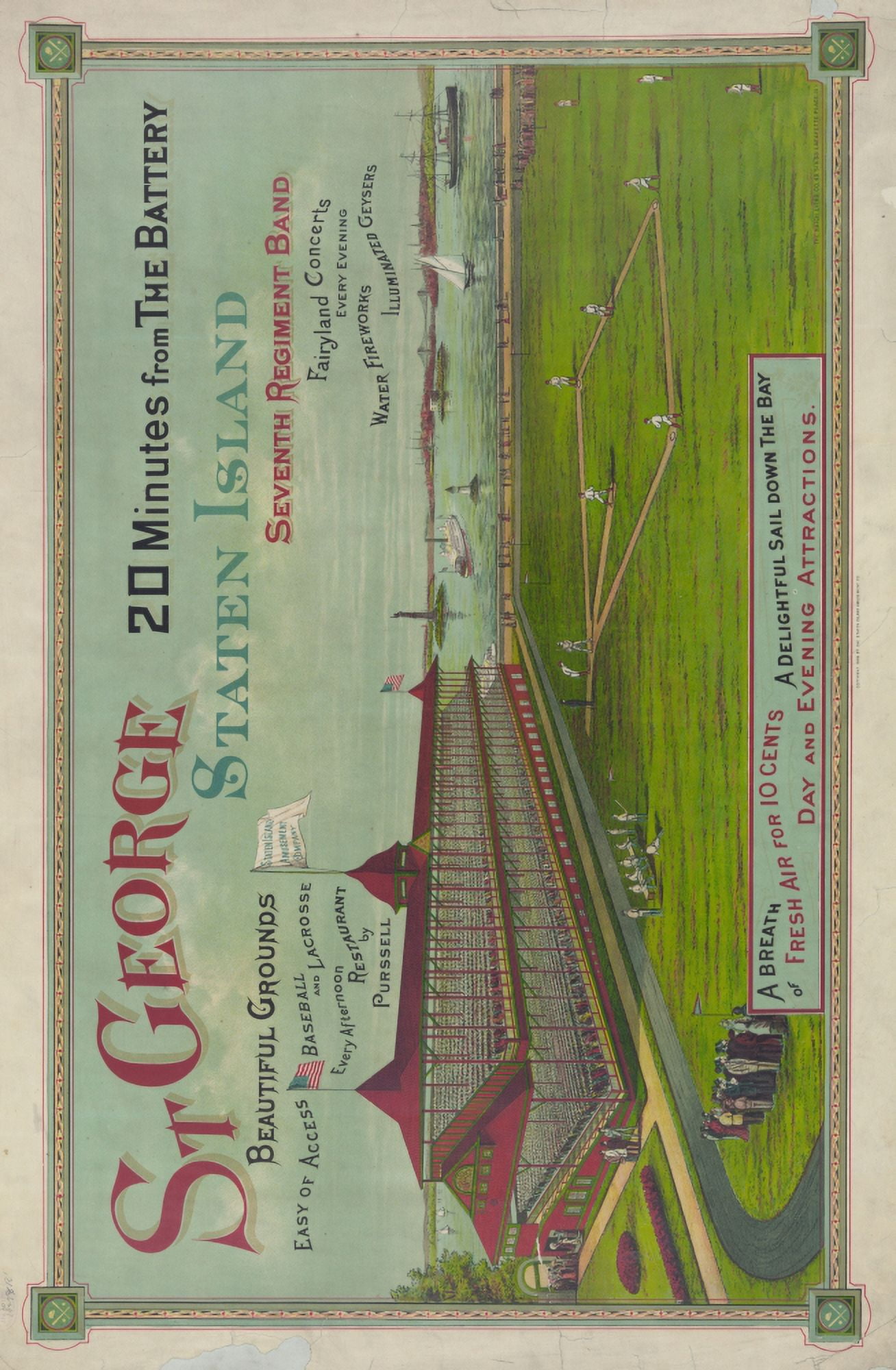 Hatch Litho Co Print 1886 St George Staten Island Canvas Art - (18 x 24)