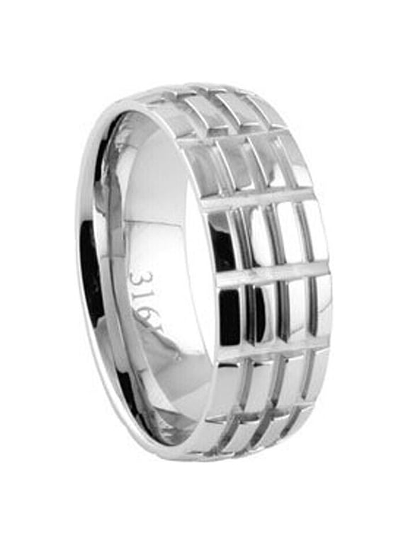 Hatch Mark Design- Mens Wedding Rings Wedding Bands for Men Size 9, 10, 11, 12 +