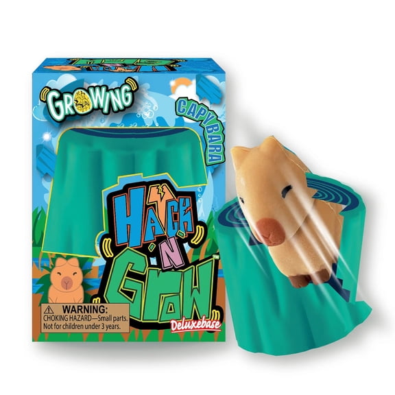 Hatch 'N' Grow Mini - Capybara from Deluxebase. Small 2.5" Hatching Egg with Growing Animal Toy. Water Activated Transforming Toy for Kids.
