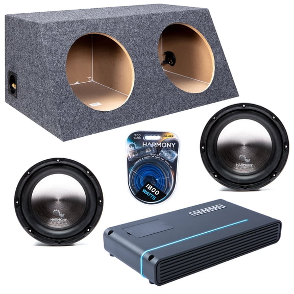 Hatchback Sealed Dual Enclosure w/ HA-A102 10" Sub, 1000W Amplifier Amp Kit