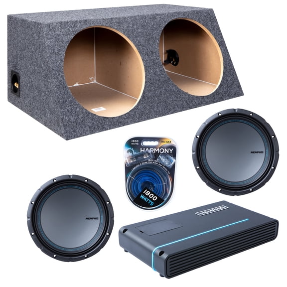 Slanted Sealed Hatchback Enclosure w/ MB1224 12" Sub, 1000W Amplifier, Amp Kit