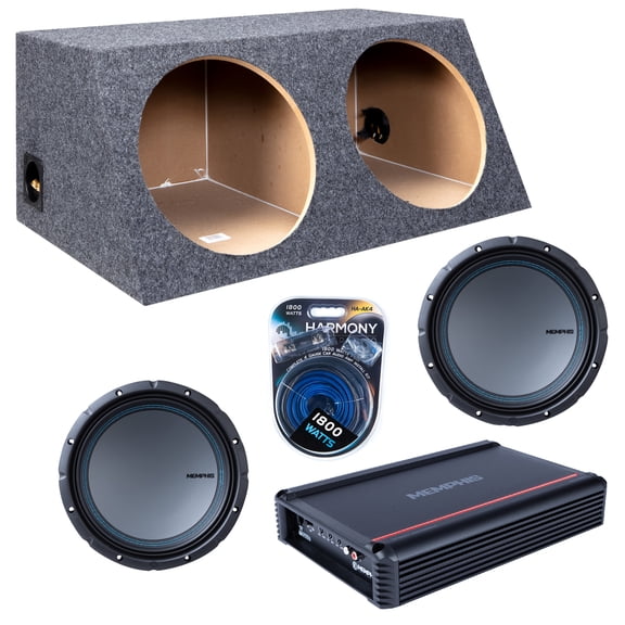 Slanted Sealed Hatchback Enclosure w/ MB1224 12" Sub, 1200W Amplifier, Amp Kit