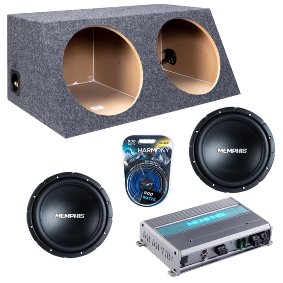 Slanted Sealed Hatchback Enclosure w/ SRX1244 12" Sub, 600W Amplifier, Amp Kit