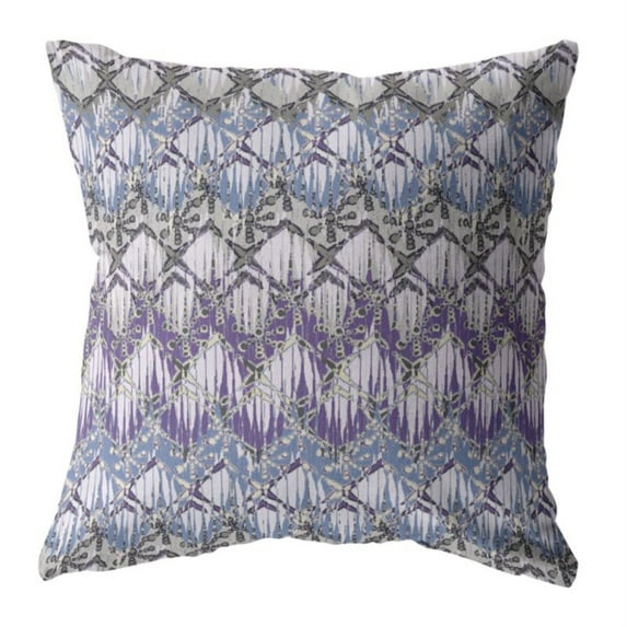 Hatches Throw Pillow with Removable Cover in Muted Purple and Gray 18x18