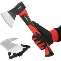 Hatchet for Chopping Wood and kindling - Small Hand Axe for Camping Firewood - 15” Survival Ax - with Shock-Absorbing Fiberglass Anti-Slip Handle HT-0261