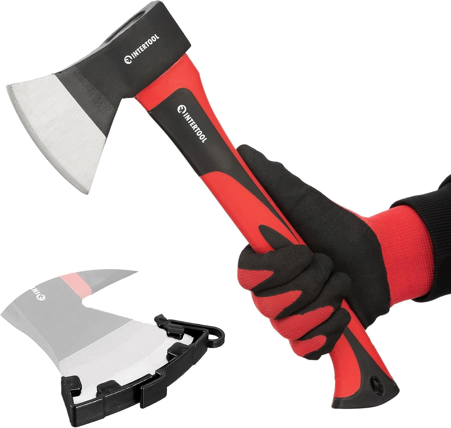 Hatchet for Chopping Wood and kindling - Small Hand Axe Camping Firewood 15” Survival Ax with Shock-Absorbing Fiberglass Anti-Slip Handle HT-0261