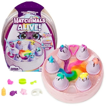Hatchimals Alive 8” Wide Rainbow Hatchery with 6 Characters, 10+ Accessories