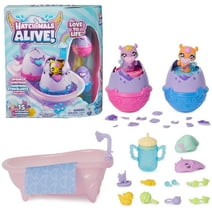 Hatchimals Alive Make a Splash Playset, 15 Accessories, Bathtub, 2 Color-Change Figures